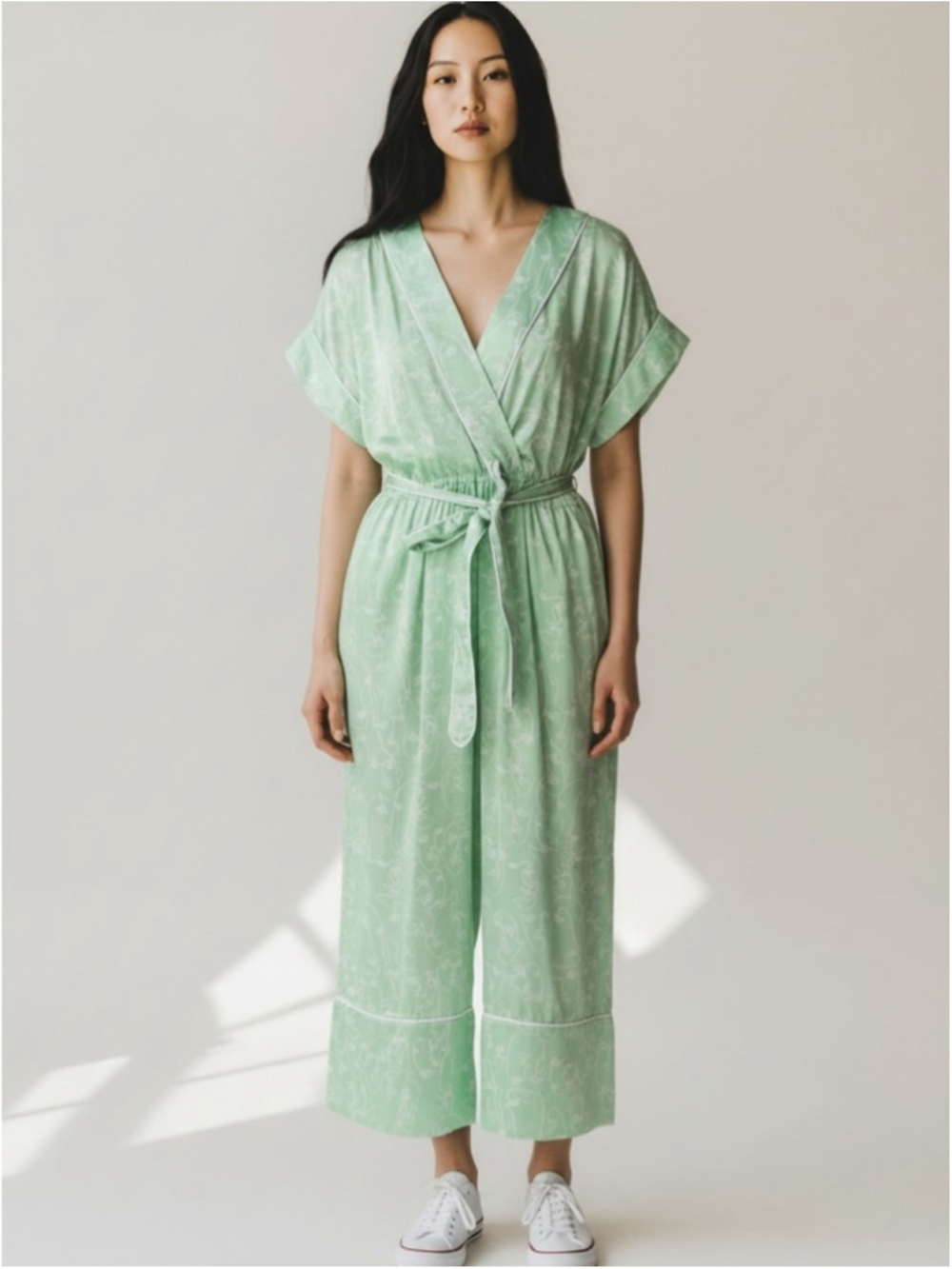 Hutch V-neck Print Jumpsuit with Tie Waist